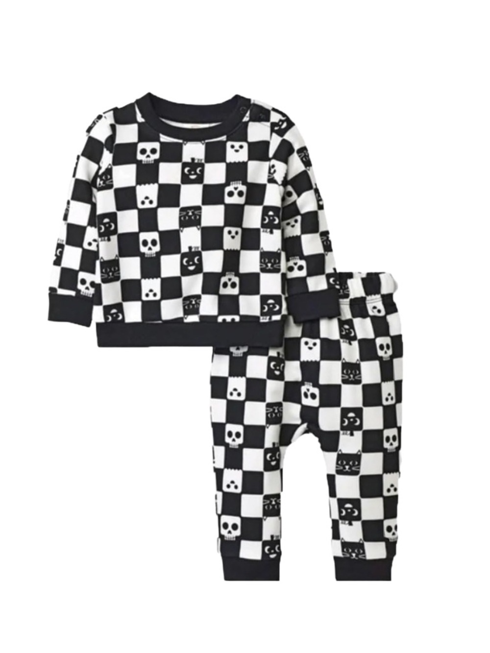 CAT & JACK HALLOWEEN CHECKER PANTS SET SIZE 3-6M (NEW WITH TAGS) A6